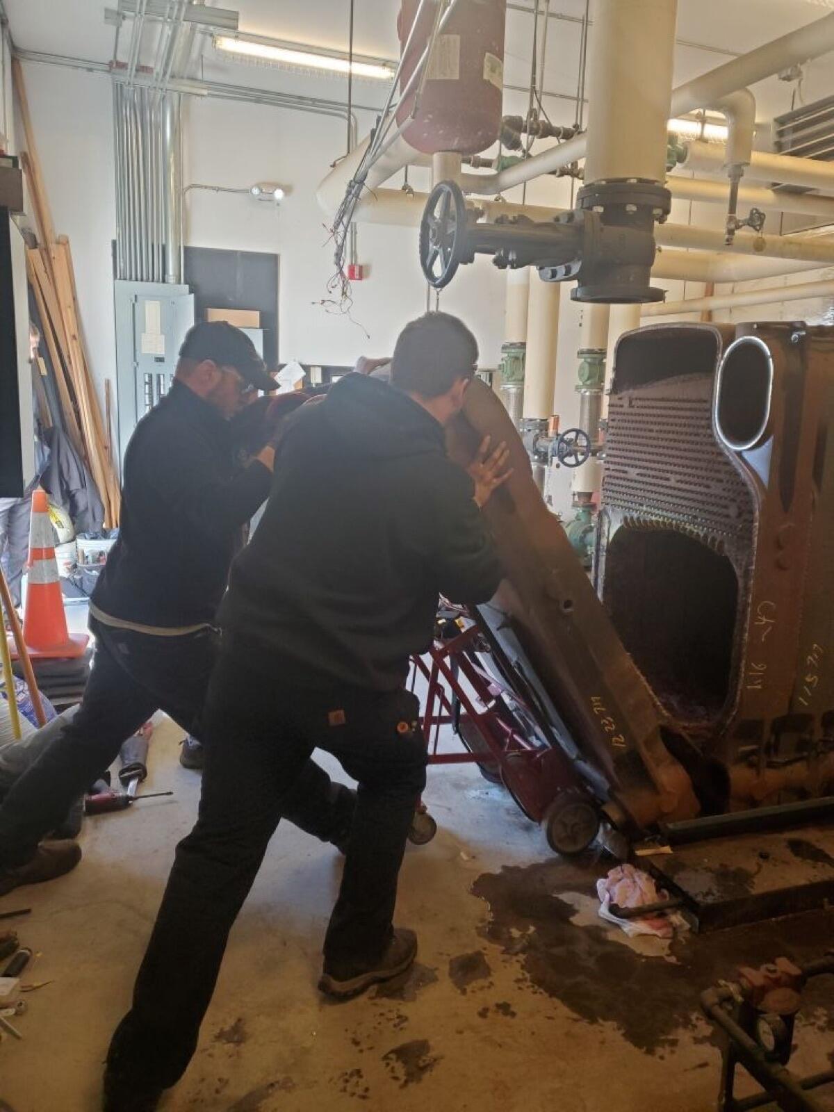 Removing old boiler sections